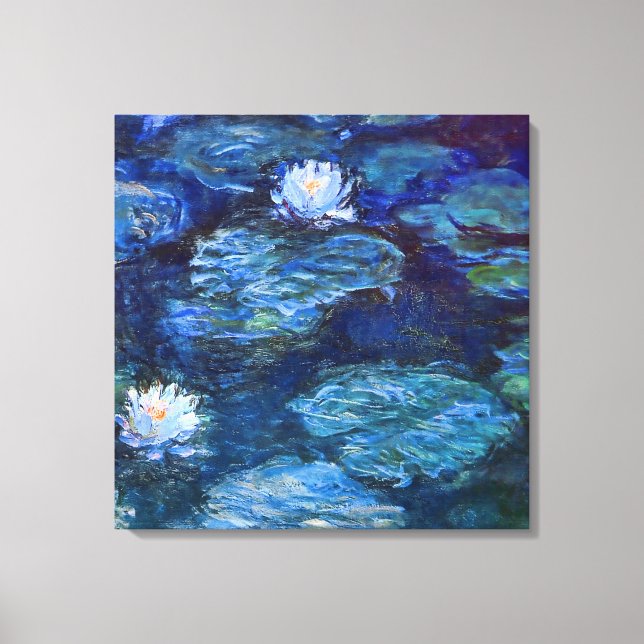 Water Lily Pond in Blue Monet Fine Art Canvas Print (Front)