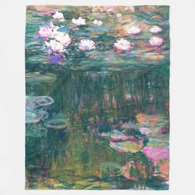 Water Lily Pond Monet Fine Art Fleece Blanket (Front)