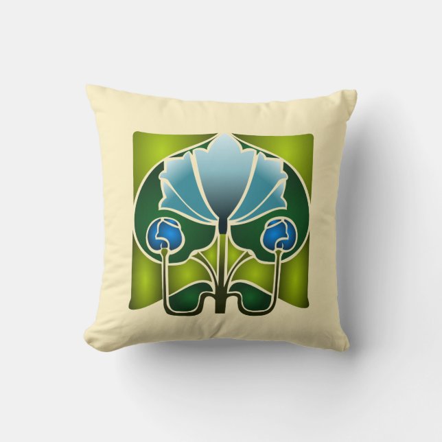 Water Lily Stencil Pillow (Front)