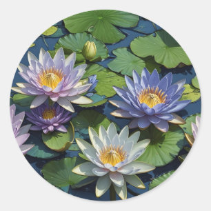 Water Lily vibrant flower Classic Round Sticker