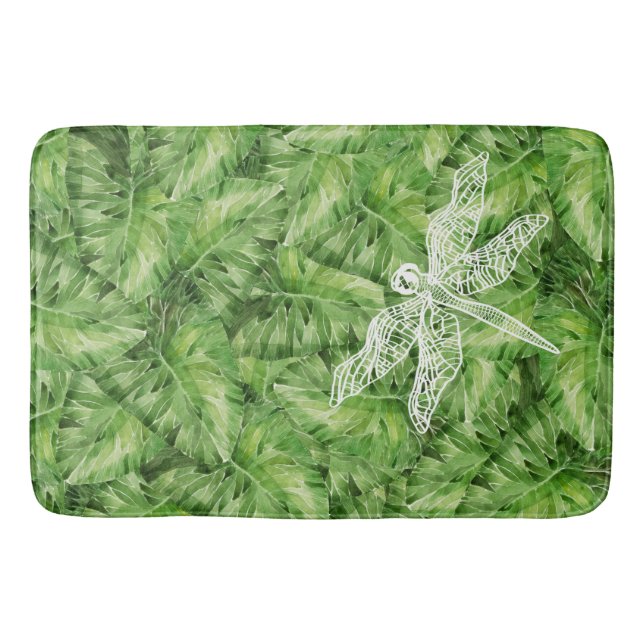 water-lily watercolor bath mat (Front)