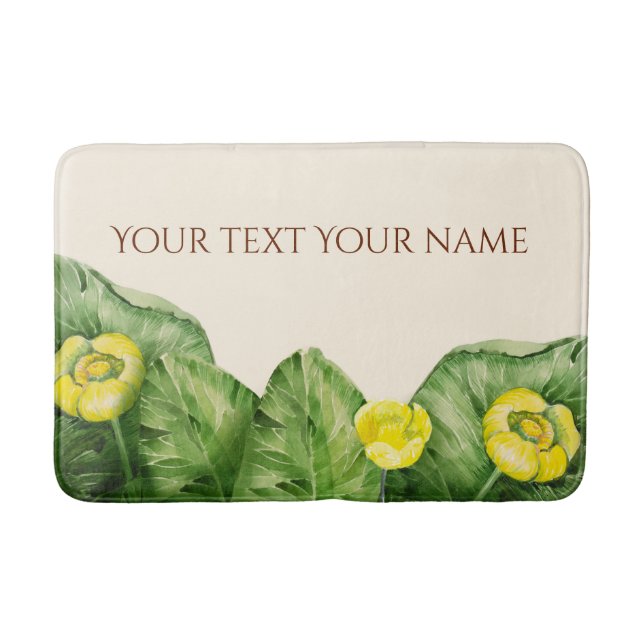 water-lily watercolor bath mat (Front)