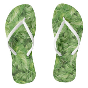 water-lily watercolor flip flops