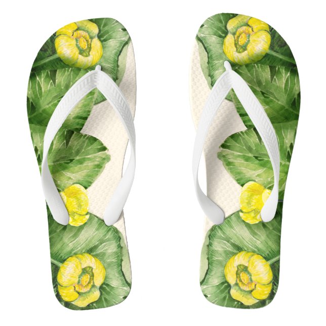 water-lily watercolor flip flops (Footbed)