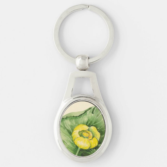 water-lily watercolor key ring (Front)