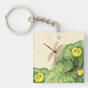 water-lily watercolor key ring