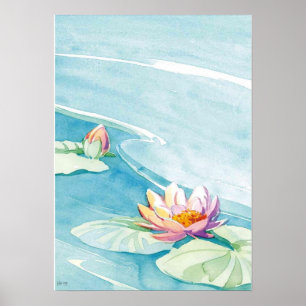 water lily watercolor poster
