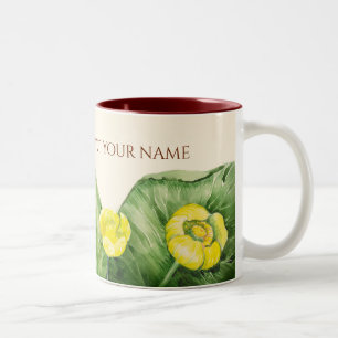 water-lily watercolor Two-Tone coffee mug