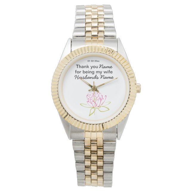 Water Lily Wedding Souvenirs Keepsakes Giveaways Watch (Front)