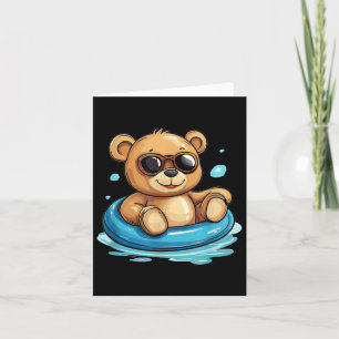 Water-loving Teddy Bear In A Swim Ring Card