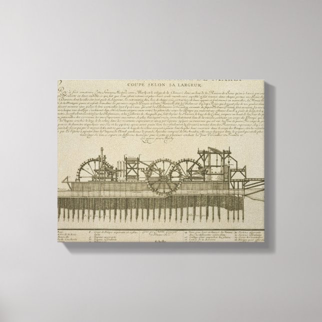 Water machine at Marly, c.1715 (engraving) Canvas Print (Front)