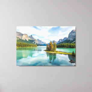 Water   Maligne Lake, Jasper National Park, Canada Canvas Print