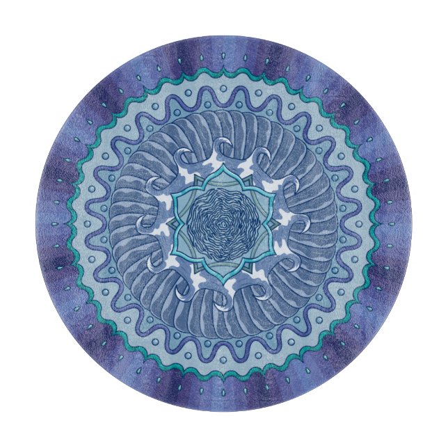 Water Mandala Glass Cutting Board (Front)