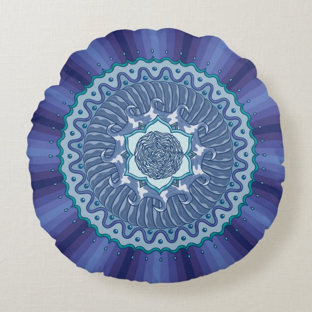 Water Mandala Round Pillow (Front)