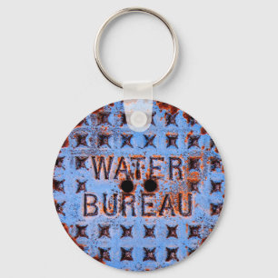 Water Manhole Cover. Rustic. California Key Ring