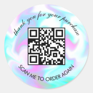 Water Marble Thank You QR Code Boutique Business  Classic Round Sticker