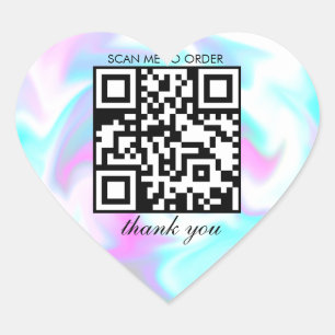 Water Marble Thank You QR Code Boutique Business Heart Sticker