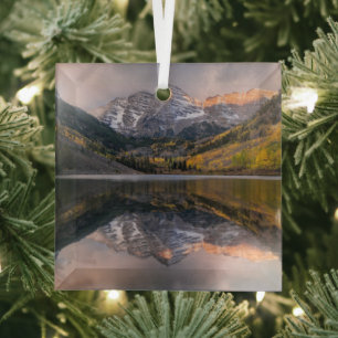 Water   Maroon Bells Colorado Glass Tree Decoration