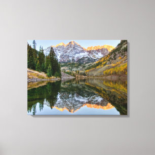 Water   Maroon Bells Lake Aspen Trees Canvas Print