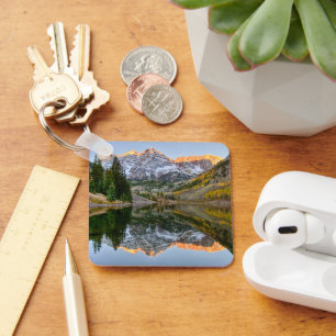 Water Maroon Bells Lake Aspen Trees Key Ring