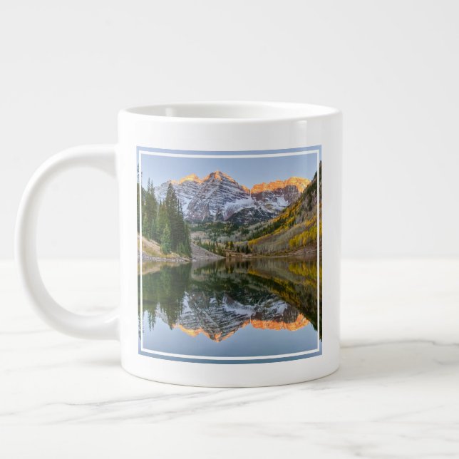Water | Maroon Bells Lake Aspen Trees Large Coffee Mug (Left)