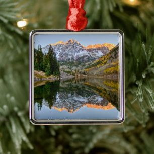 Water   Maroon Bells Lake Aspen Trees Metal Tree Decoration