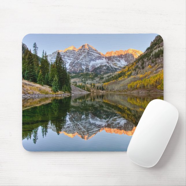 Water | Maroon Bells Lake Aspen Trees Mouse Mat (With Mouse)