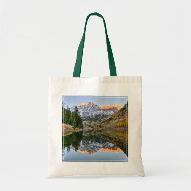 Water | Maroon Bells Lake Aspen Trees Tote Bag (Front)