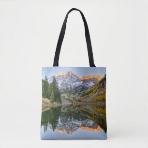 Water Maroon Bells Lake Aspen Trees Tote Bag