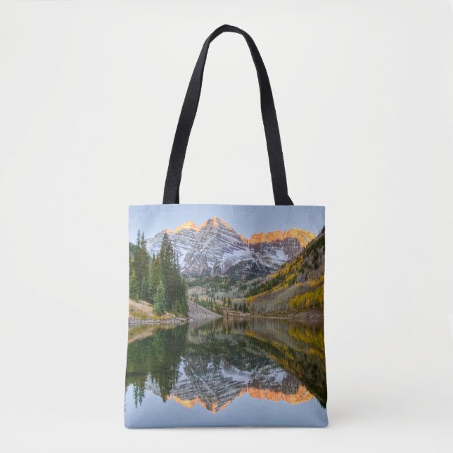 Water | Maroon Bells Lake Aspen Trees Tote Bag (Front)