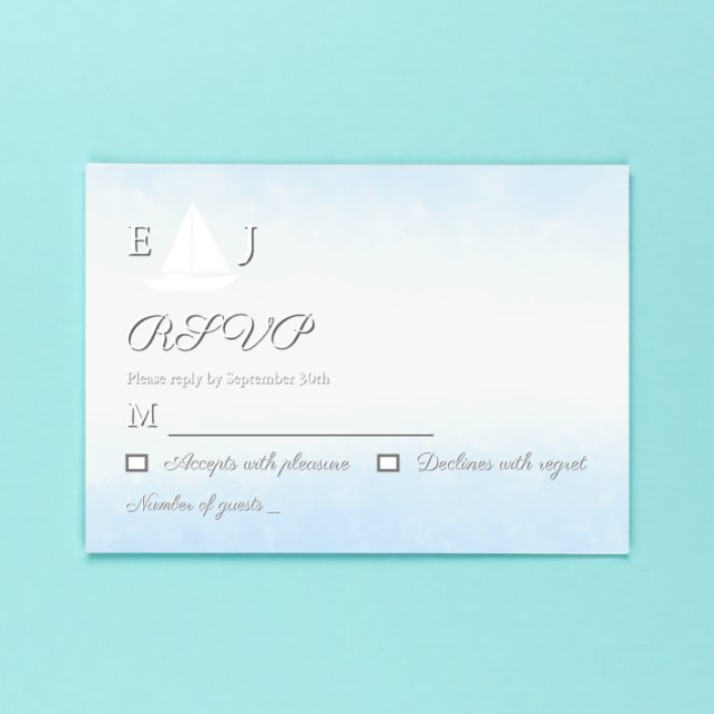 Water Meets Sky Watercolor Wedding RSVP Card (Creator Uploaded)
