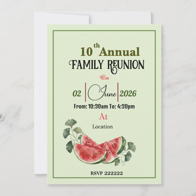 Water melon Get together invitation (Front)