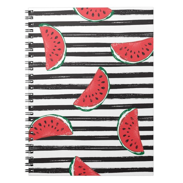 Water Melon Seamless Pattern Striped Notebook (Front)