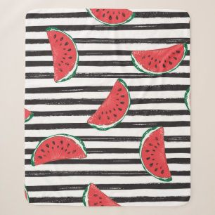 Water Melon Seamless Pattern Striped Sherpa Blanket