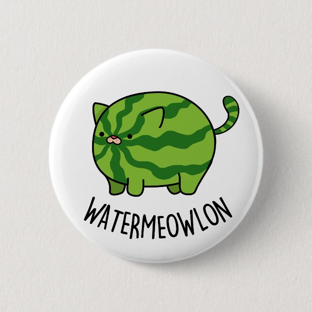 Water-meow-lon Funny Watermelon Cat Pun 6 Cm Round Badge (Front)