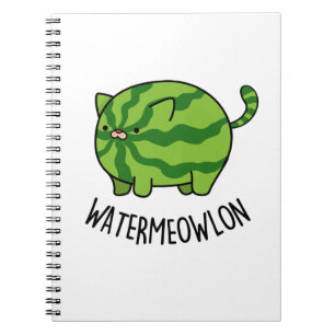 Water-meow-lon Funny Watermelon Cat Pun Notebook