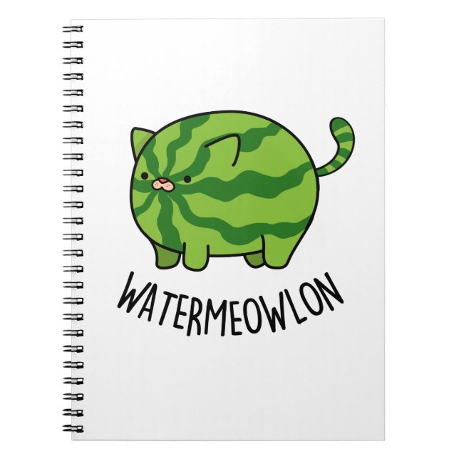 Water-meow-lon Funny Watermelon Cat Pun  Notebook (Front)