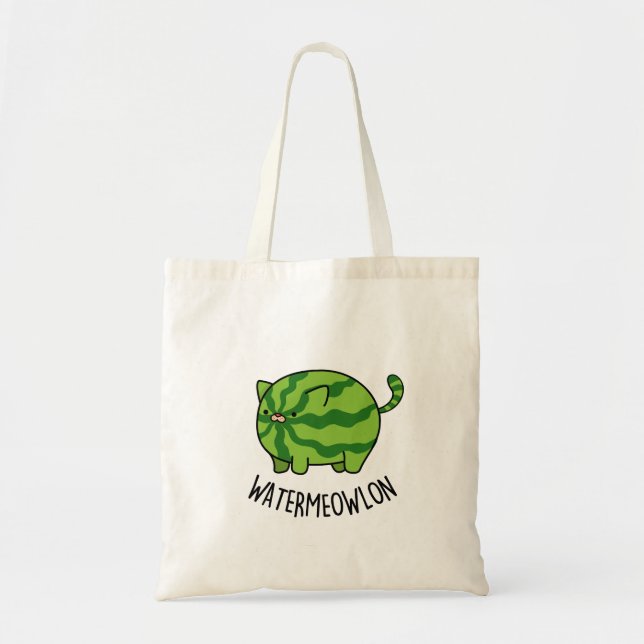 Water-meow-lon Funny Watermelon Cat Pun  Tote Bag (Front)