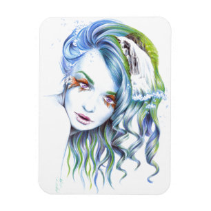 Water Mermaid woman girl Surreal Fantasy Portrait Magnet