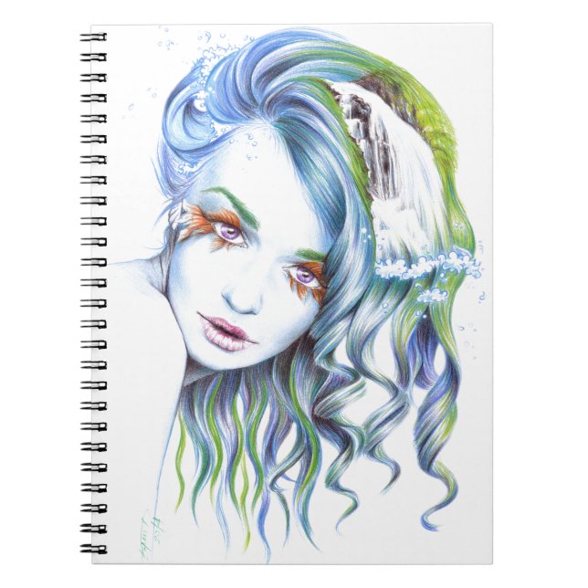 Water Mermaid woman girl Surreal Fantasy Portrait Notebook (Front)