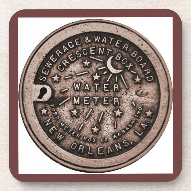Water Metre Lid Bourbon St. Coaster (Front)