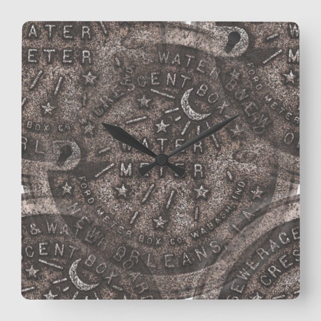 Water Metre Lids, New Orleans Square Wall Clock (Front)