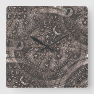 Water Metre Lids, New Orleans Square Wall Clock