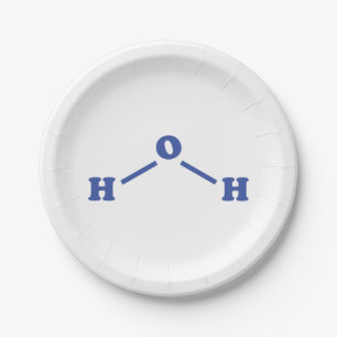 Water Molecular Chemical Formula Paper Plate
