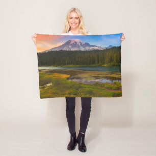 Water Mt. Rainier National Park, Washington Fleece Blanket