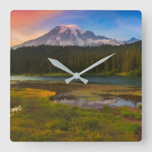Water Mt. Rainier National Park, Washington Square Wall Clock