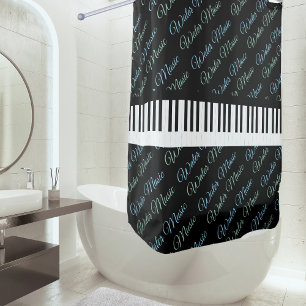 Water Music Piano Keys Shower Curtain