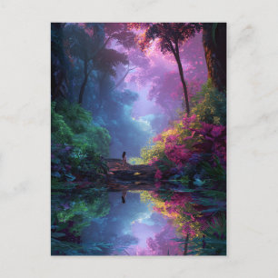Water Nymph In a Whimsy Wooden Forest Postcard