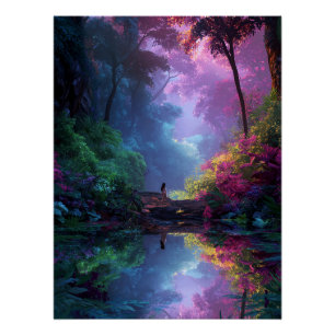 Water Nymph In a Whimsy Wooden Forest Poster