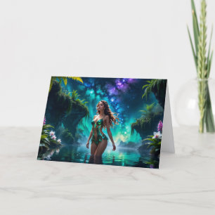 Water Nymph of the Galactic Lake Holiday Card
